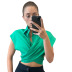 solid color short-sleeved cropped top NSLHC117893