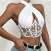 embroidery fishbone hanging neck backless perspective vest NSSCY117895