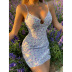 suspender backless low-cut slim floral dress NSSCY117899