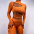 Semi-turtleneck tight long-sleeved hollow solid color jumpsuit NSFD117950