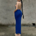 solid color lacing halter neck high waist dress NSSWF117962