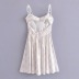 Slip V-Neck Pleated Floral Print Lace-Up A-Line Mini Dress NSXDX117975