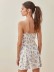 floral print backless V-neck slim A-line dress NSXDX117986