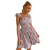 print sleeveless ruffle high waist dress NSJLL118007