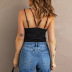 deep v backless sling solid color lace vest NSSI118033
