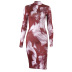 printing stand-up collar long-sleeved tight dress NSJYF118064