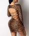 sexy leopard print backless hollow package hip short tight dress NSHFH118068