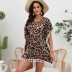 print/solid color loose short sleeve round neck tassles beach cover-up NSYSM123943
