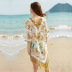 fringed mid-sleeve loose flower print lace beach outdoor cover-up NSFH123958