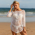 long sleeve hollow loose solid color crochet knitted beach outdoor cover-up NSFH123962