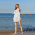 hand crochet short sleeve hollow loose solid color mesh beach cover-up NSFH123963