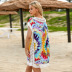 print round neck short sleeve loose hollow beach cover-up NSFH123971