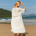 loose lace-up hollow mid-sleeve solid color beach cover-up NSFH123972
