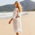 lace up mid-sleeve loose hand hook see-through beach cover-up NSFH123974