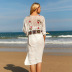lace up mid-sleeve loose hand hook see-through beach cover-up NSFH123974