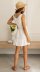 sleeveless elastic waist solid color cotton dress NSJRM123992