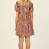 square neck short-sleeved elastic loose floral dress NSJRM123998