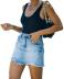 high waist slim raw edge denim skirt NSJRM124001