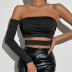 tube top single-long sleeved hollow slim solid color top NSZY124002