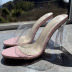 crystal word buckle pu leather High-heeled slippers NSHYR124005