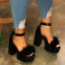 buckle Thick bottom hairy high-heeled sandals NSHYR124007