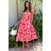 floral printed Pleated Strap Dress NSOYL124059