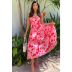 floral printed Pleated Strap Dress NSOYL124059