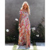 multicolor printed pleated off-the-shoulder slit dress NSOYL124063