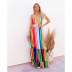 layered rainbow striped loose suspender dress NSOYL124072