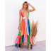 layered rainbow striped loose suspender dress NSOYL124072
