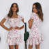 floral print off-the-shoulder short sleeve dress NSOYL124076