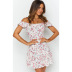 floral print off-the-shoulder short sleeve dress NSOYL124076