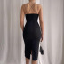 backless low-cut sling slit tight solid color dress NSCOK124086