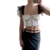 backless flying sleeves lace-up short color matching knitted Top NSCOK124106