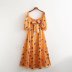 short sleeve backless lace-up Floral Satin Dress NSLAY124194