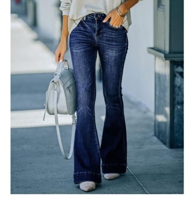 Elastic Mid-waist Slim Flared Jeans NSJRM123997