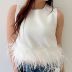sleeveless stitching feather round neck solid color vest NSHML125953
