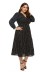 plus size V-neck long-sleeved long polka dot dress NSCX126006