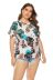 Plus size printing short-sleeved round neck hollow t-shirt NSCX126014