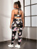 plus size floral printed halter camisole trousers set NSCX126016