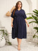 plus size V-neck short-sleeved Slim-fit polka-dot large-swing dress NSCX126019
