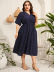 plus size V-neck short-sleeved Slim-fit polka-dot large-swing dress NSCX126019