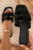 escote cuadrado cinturones de una palabra zapatillas planas de color liso NSCRX126024
