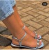 rhinestone one-word belt square toe flat sandals NSCRX126027