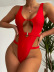 hollow sling wrap chest backless solid color one-piece swimsuit NSCMB126065