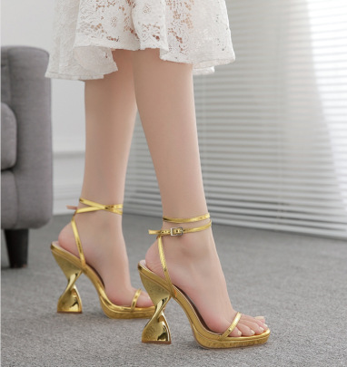 Buckle One-word Belt Open-toe High-heeled Sandals NSSO126070