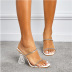 transparent rhinestone one-word belt high-heeled slippers NSSO126072