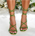 Clipped toe cross straps square toe stiletto sandals NSSO126074
