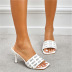 square toe woven rhinestone one-word belt high-heeled slippers NSSO126078