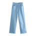 Jeans de cintura alta rectos con bolsillos delgados de color sólido NSAM126111
